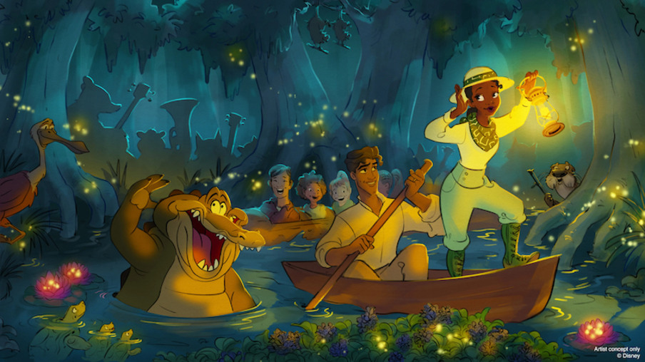 Desenho de Tiana's Bayou Adventure no Magic Kingdom da Disney Orlando