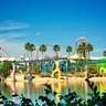 Vista das atrações no Islands of Adventure em Orlando