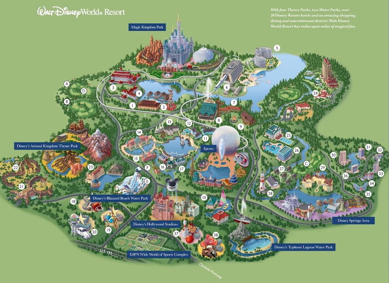 Mapa do Walt Disney World Resort em Orlando