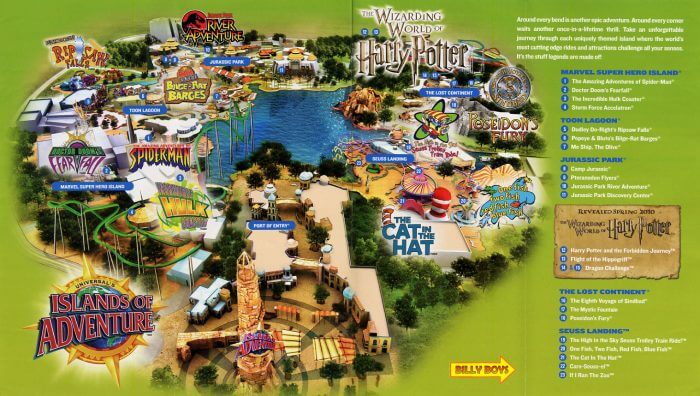 Mapa do parque Islands of Adventure Orlando