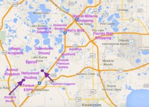 Mapa turístico de Orlando: Principais pontos turísticos de Orlando