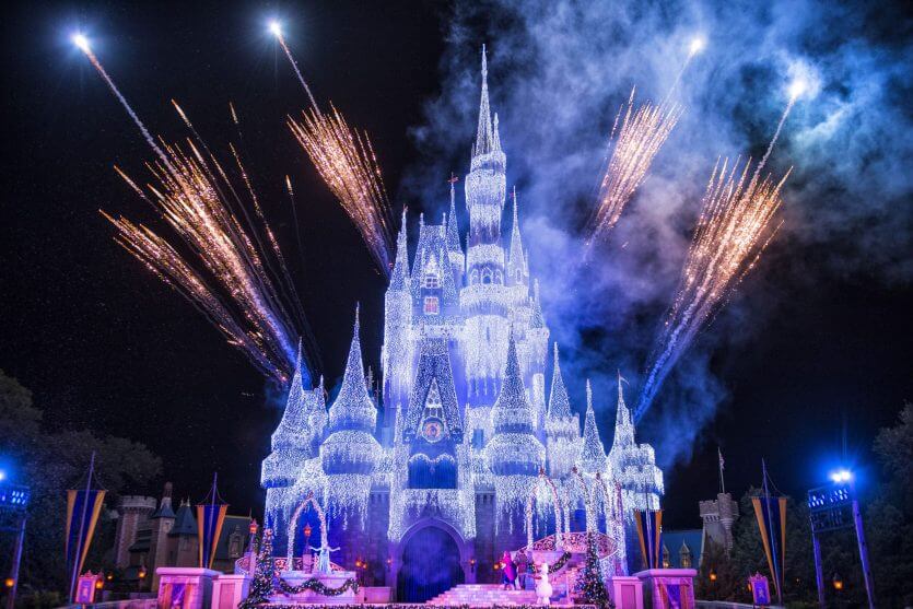 Show de fogos de artifício no parque Magic Kingdom da Disney Orlando
