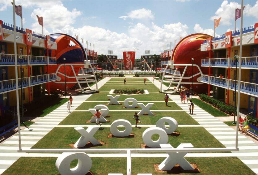 Área de futebol americano no hotel Disney All-Star Sports em Orlando