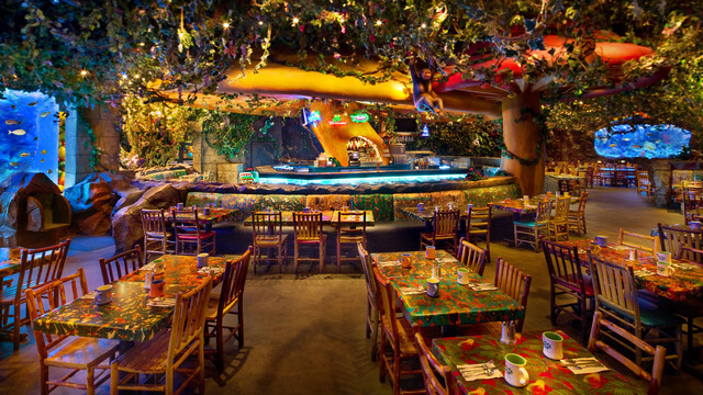 Interior do Rainforest Cafe no Disney Springs em Orlando