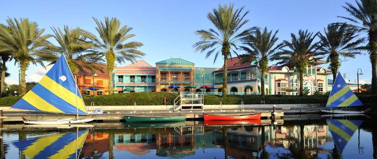 Área do hotel Disney's Caribbean Beach Resort em Orlando