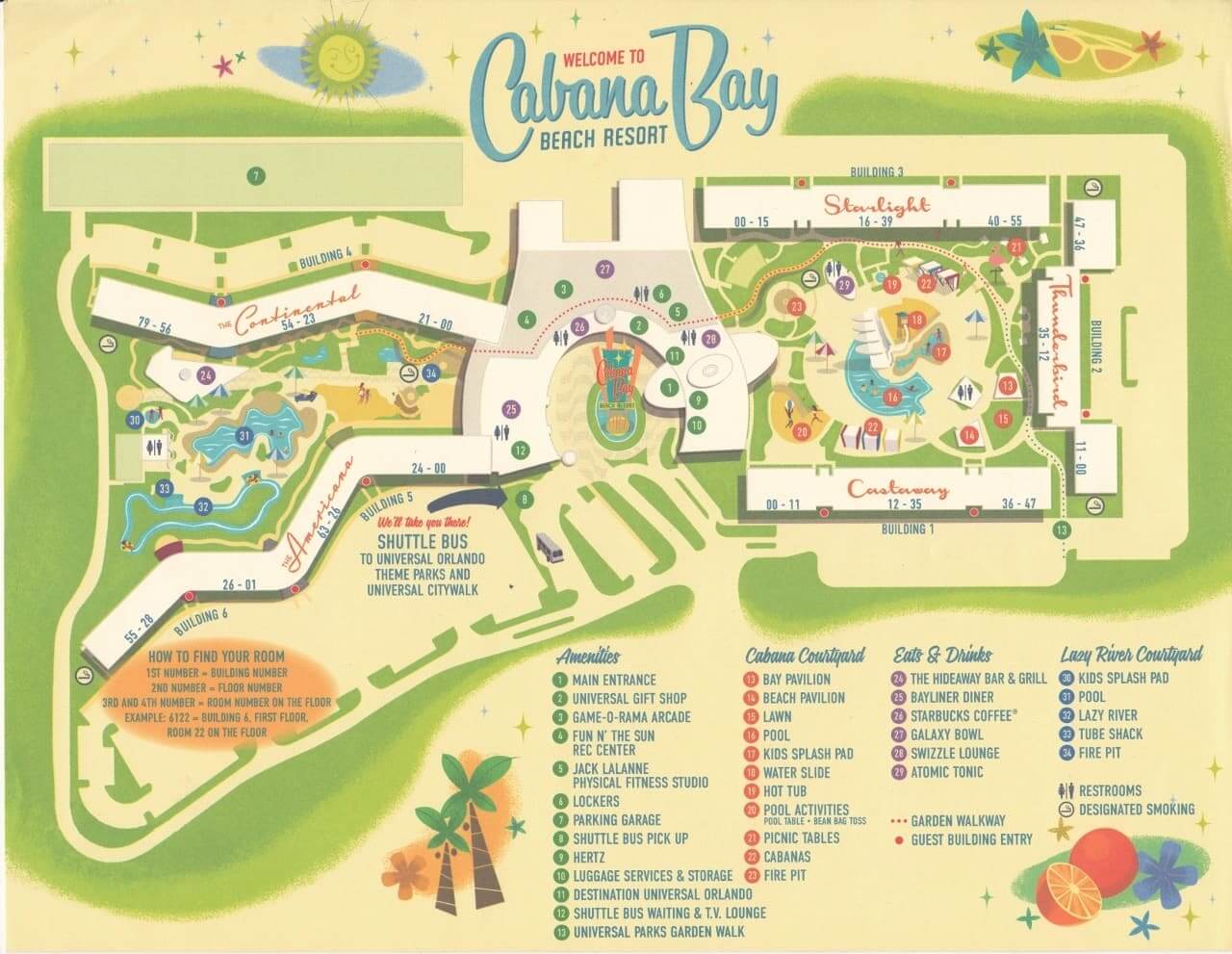 Mapa do hotel Cabana Bay Beach Resort da Universal em Orlando