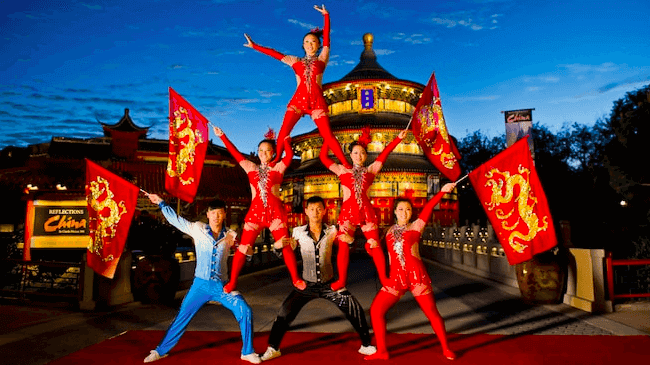 Jeweled Dragon Acrobats no parque Disney Epcot Orlando