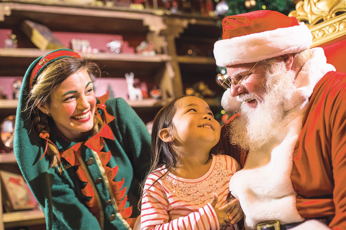 Papai Noel na Christmas Town no parque Busch Gardens