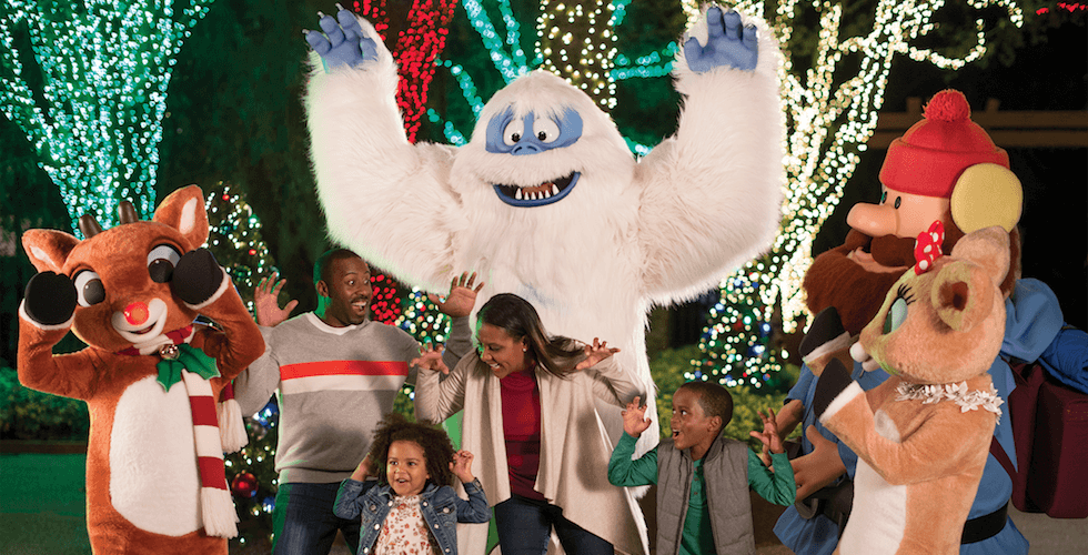 Rudolph's Winter Wonderland na Christmas Town no parque Busch Gardens