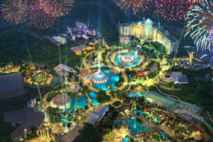 Novo parque Universal's Epic Universe na Universal Orlando: área