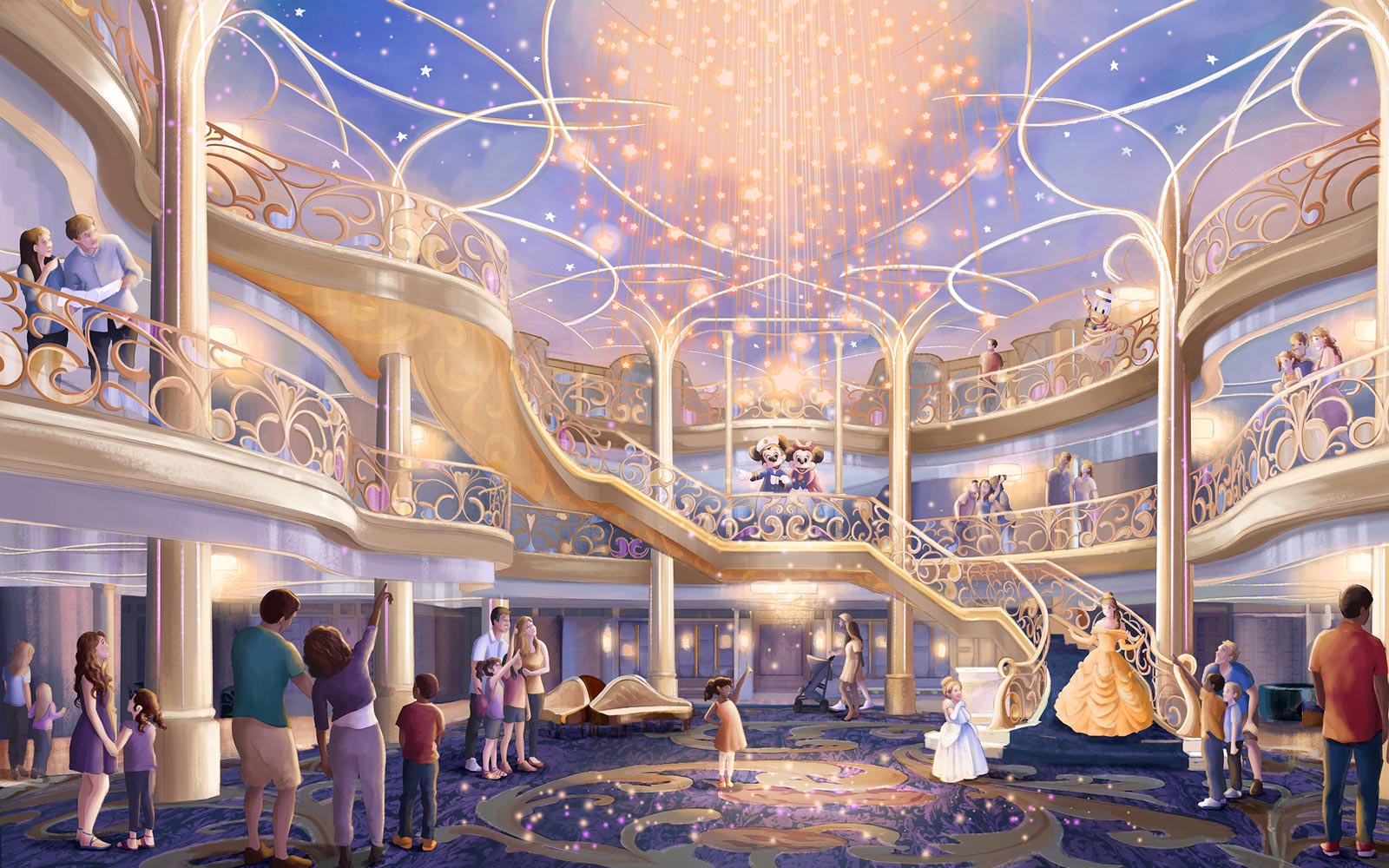 Interior do navio do cruzeiro Disney Wish