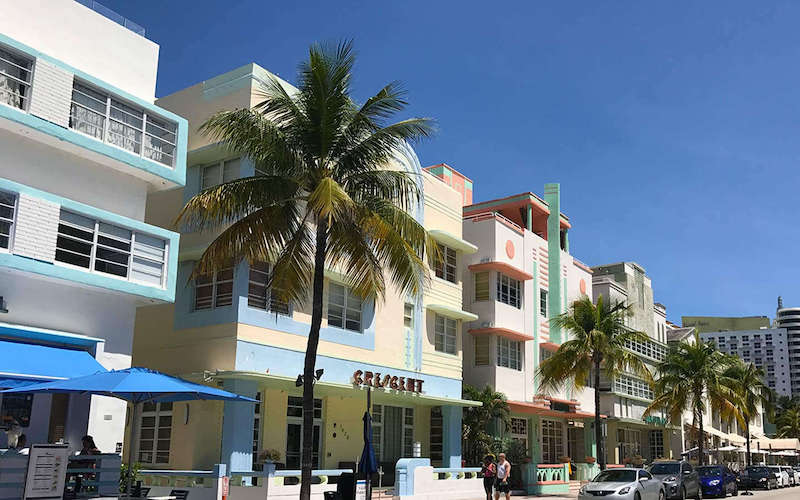 Art Deco District na Ocean Drive em Miami