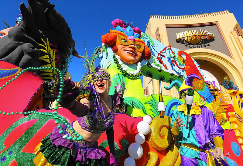 Mardi Gras no parque Universal Studios em Orlando