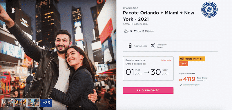 Pacote Hurb para Orlando, Miami e New York