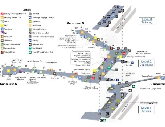 Mapa do Aeroporto de Palm Beach