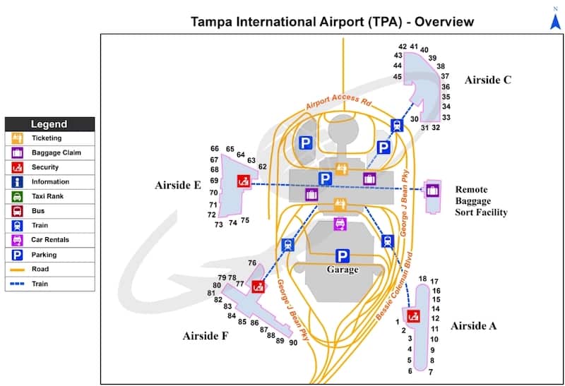 Mapa do Aeroporto de Tampa