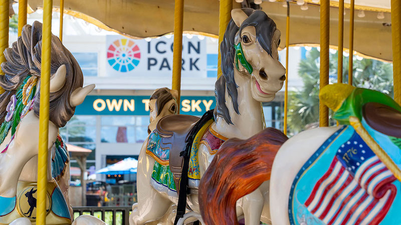 Cavalo do carrossel no ICON Park Orlando