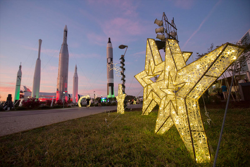 Decoração no Holidays in Space no Kennedy Space Center em Orlando