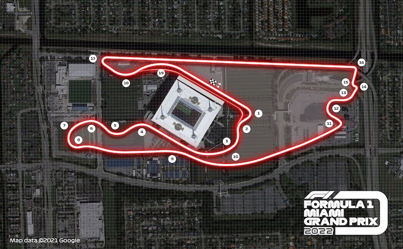 Mapa do circuito do Grande Prêmio de Miami de Fórmula 1