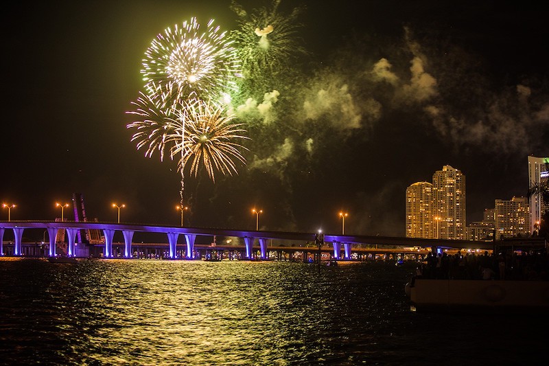 Show de fogos de artifício de Ano Novo em Miami